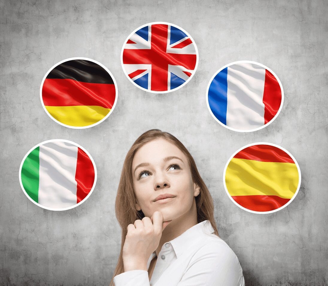 woman thinking about different languages